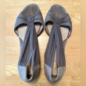 Fendi Gray Flats with Knot Detail